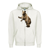 Oatmeal Heather Brown Bear Cub Zipper Hoodie - LillyAllenDesigns