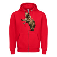 Red Brown Bear Cub Zipper Hoodie - LillyAllenDesigns