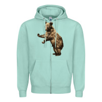 Seafoam Brown Bear Cub Zipper Hoodie - LillyAllenDesigns