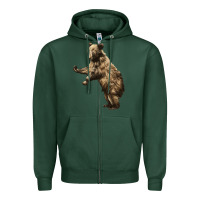 Sports Green Brown Bear Cub Zipper Hoodie - LillyAllenDesigns
