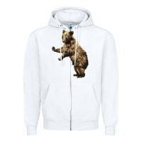 White Brown Bear Cub Zipper Hoodie - LillyAllenDesigns