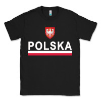 Black Sporty Polska Flag And Emblem Polish Coat Of Arms Pullover Hoodie Classic Tee - ArtChic