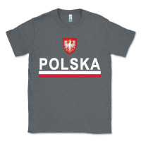 Charcoal Heather Sporty Polska Flag And Emblem Polish Coat Of Arms Pullover Hoodie Classic Tee - ArtChic