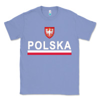 Colony Blue Sporty Polska Flag And Emblem Polish Coat Of Arms Pullover Hoodie Classic Tee - ArtChic