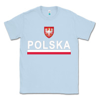 Dusty Blue Sporty Polska Flag And Emblem Polish Coat Of Arms Pullover Hoodie Classic Tee - ArtChic