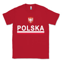 Red Sporty Polska Flag And Emblem Polish Coat Of Arms Pullover Hoodie Classic Tee - ArtChic