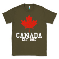 Army Green vintage canada est.1867 maple leaf canadian flag r Classic Tee - ArtChic