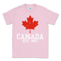 Bubblegum Pink vintage canada est.1867 maple leaf canadian flag r Classic Tee - ArtChic