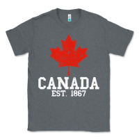 Charcoal Heather vintage canada est.1867 maple leaf canadian flag r Classic Tee - ArtChic