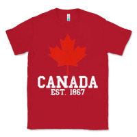 Red vintage canada est.1867 maple leaf canadian flag r Classic Tee - ArtChic