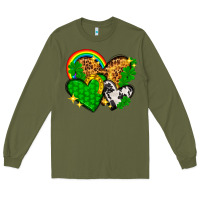 Army Green St. Patrick's Day hearts with leopard Long Sleeve Tee - HowdyJamesFarm