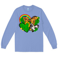 Colony Blue St. Patrick's Day hearts with leopard Long Sleeve Tee - HowdyJamesFarm