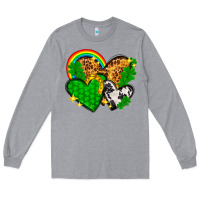Heather Grey St. Patrick's Day hearts with leopard Long Sleeve Tee - HowdyJamesFarm