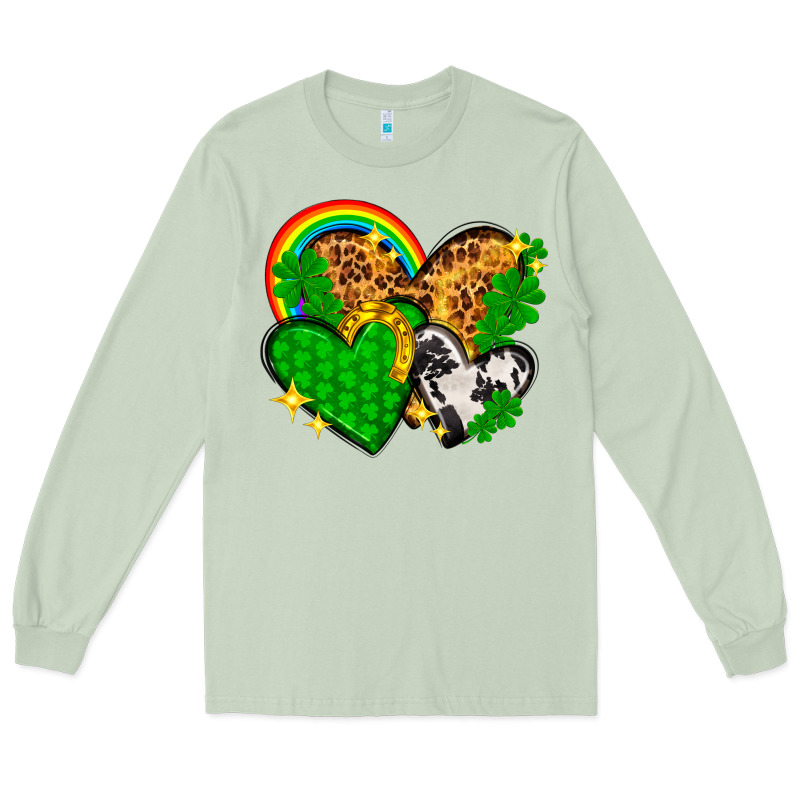 St. Patrick's Day Hearts With Leopard Long Sleeve Tee by HowdyJamesFarm | Teevron