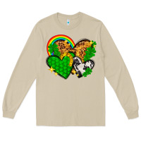 Mushroom St. Patrick's Day hearts with leopard Long Sleeve Tee - HowdyJamesFarm