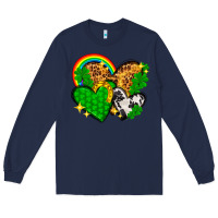 Navy St. Patrick's Day hearts with leopard Long Sleeve Tee - HowdyJamesFarm
