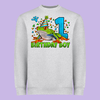 Birthday Boy Frog Age 1 Heavyweight Sweatshirt Designed By Lillyallendesigns