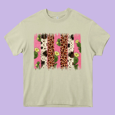 Cactus Leopard Cowhide Brush Stroke Heavy Core Tee Designed By Artiststas