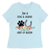 Baby Blue I'm A Dog & Horse Kind Of Queen Pet Lover Owner Ladies Tee - Bettercallsaul