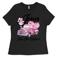 Black Leopard Floral Pink Car Jesus Take The Wheel Ladies Tee - Bettercallsaul