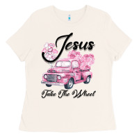 Bone Leopard Floral Pink Car Jesus Take The Wheel Ladies Tee - Bettercallsaul