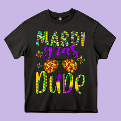 Mardi Gras Dude Heavy Core Tee Designed By Artiststas