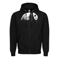 Black walking panda Zipper Hoodie - LillyAllenDesigns
