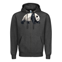Charcoal Heather walking panda Zipper Hoodie - LillyAllenDesigns