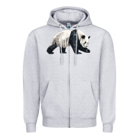 Heather Grey walking panda Zipper Hoodie - LillyAllenDesigns