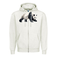 Oatmeal Heather walking panda Zipper Hoodie - LillyAllenDesigns