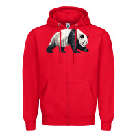 Red walking panda Zipper Hoodie - LillyAllenDesigns