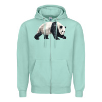 Seafoam walking panda Zipper Hoodie - LillyAllenDesigns
