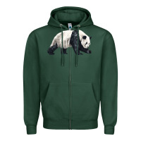 Sports Green walking panda Zipper Hoodie - LillyAllenDesigns