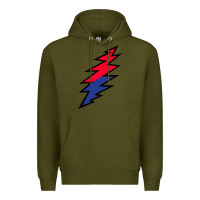 Army Green Lazy Lightning Bolt Premium Hoodie - InspiraDesign