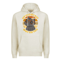 Oatmeal Heather funny retro sunset eff you see kay why oh you cat lovers t shirt Premium Hoodie - ArtChic