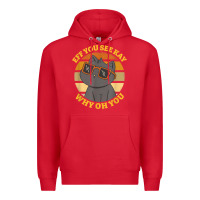 Red funny retro sunset eff you see kay why oh you cat lovers t shirt Premium Hoodie - ArtChic