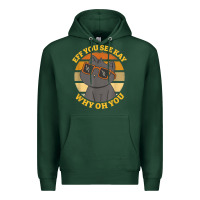 Sports Green funny retro sunset eff you see kay why oh you cat lovers t shirt Premium Hoodie - ArtChic