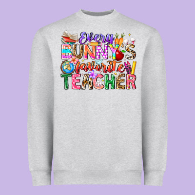 Every Bunny Favorite Teacher Easter Heavyweight Sweatshirt Designed By Cowhidedigitalart