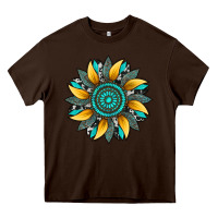 Chocolate Brown sunflower gemstone leopard Heavy Core Tee - Artiststas