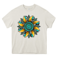 Cream sunflower gemstone leopard Heavy Core Tee - Artiststas