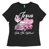 Black Leopard Floral Pink Car Jesus Take The Wheel Ladies Tee - Bettercallsaul