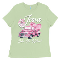 Matcha Leopard Floral Pink Car Jesus Take The Wheel Ladies Tee - Bettercallsaul