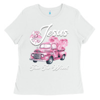 White Leopard Floral Pink Car Jesus Take The Wheel Ladies Tee - Bettercallsaul