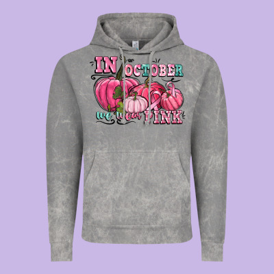 In October We Wear Pink Vintage Hoodie Designed By Cowgirlartshop