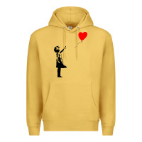 Antique Gold banksy girl with balloon Premium Hoodie - ArtChic