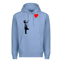 Colony Blue banksy girl with balloon Premium Hoodie - ArtChic