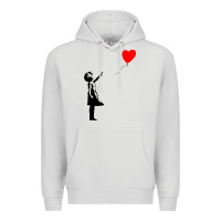 Dove Grey banksy girl with balloon Premium Hoodie - ArtChic