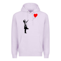 Lilac banksy girl with balloon Premium Hoodie - ArtChic