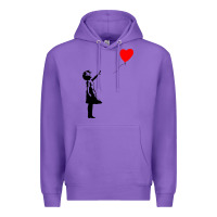 Purple banksy girl with balloon Premium Hoodie - ArtChic