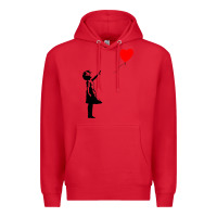 Red banksy girl with balloon Premium Hoodie - ArtChic